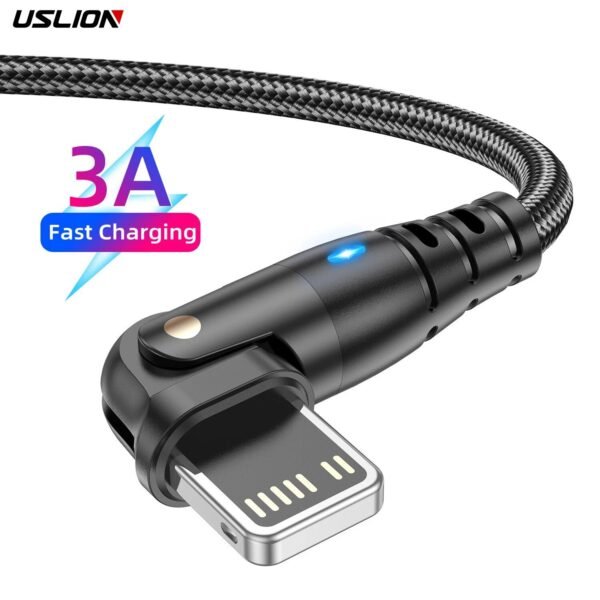 180° Rotating 3A USB-Lightning Cable with LED Indicator for Fast Charging and Data Transfer - Image 2