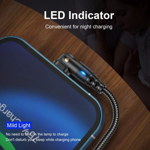 180° Rotating 3A USB-Lightning Cable with LED Indicator for Fast Charging and Data Transfer - Image 6