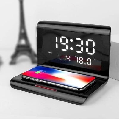 Wireless Charging Pad with LED Clock & Thermometer