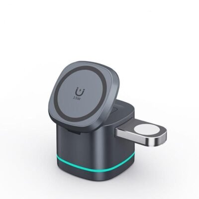 3-in-1 Transparent Magnetic 15W Wireless Charging Stand for iPhone, Airpods Pro, and Watch SE