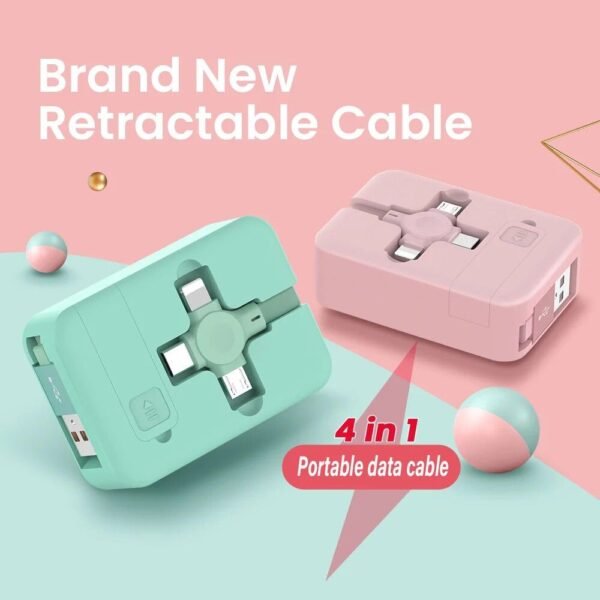Universal 4-in-1 Retractable Charging Cable with Mobile Stand - Image 2