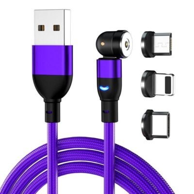 360° Rotating Universal Magnetic Fast-Charging Cable – LED Indicator