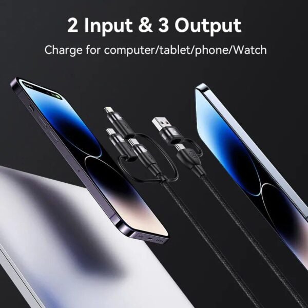 Multi-Device Fast Charging Cable - 3-in-1 USB-C to Lightning/Micro/Type-C - PD 100W - Image 6